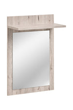 Wall mirror cabinet with light wood frame