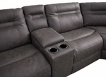 Dark gray electric recliner corner sofa with built-in cup holders in the armrest