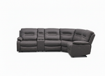 Dark gray sectional corner sofa with electric recliner chaise and padded armrests