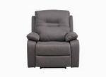Gray electric recliner armchair with padded arms and reclined backrest