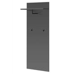 Grey hallway hanger panel with two coat hooks and top bar, 60 cm width
