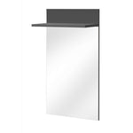 Hallway mirror with dark shelf, rectangular wall-mounted design