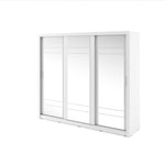 White sliding door wardrobe with three-door design and horizontal panel detailing