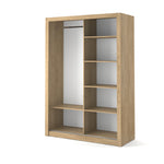 Shetland Oak Alfa-4 sliding door wardrobe with open storage shelves and hanging area