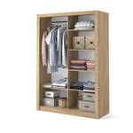 Shetland Oak Alfa-4 sliding door wardrobe with open interior shelves and hanging rail