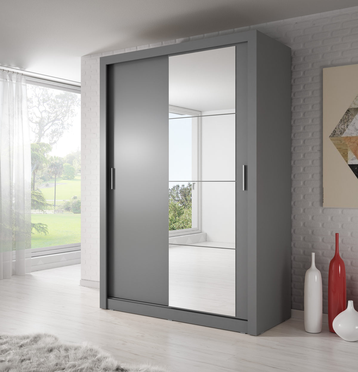 Grey Alfa-4 sliding door wardrobe with two sliding doors