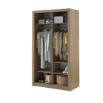 Oak sliding door wardrobe interior with hanging rail and shelves