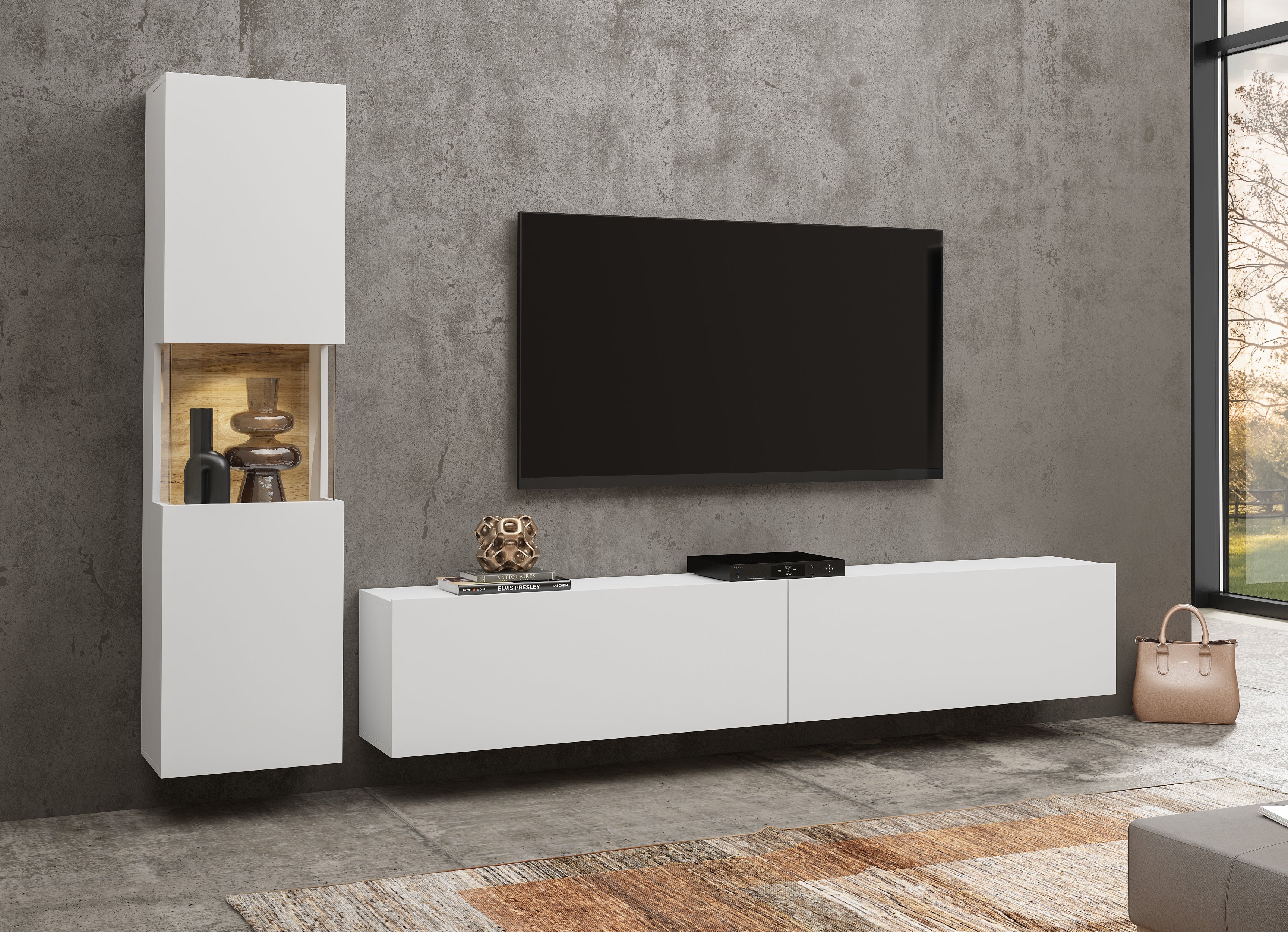 Norbi TV Wall Unit with one Cabinet W216cm