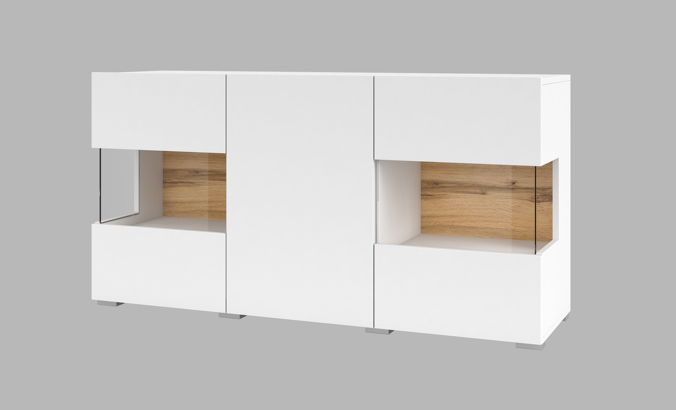 Norbi 3 Door Sideboard with Glass W120cm