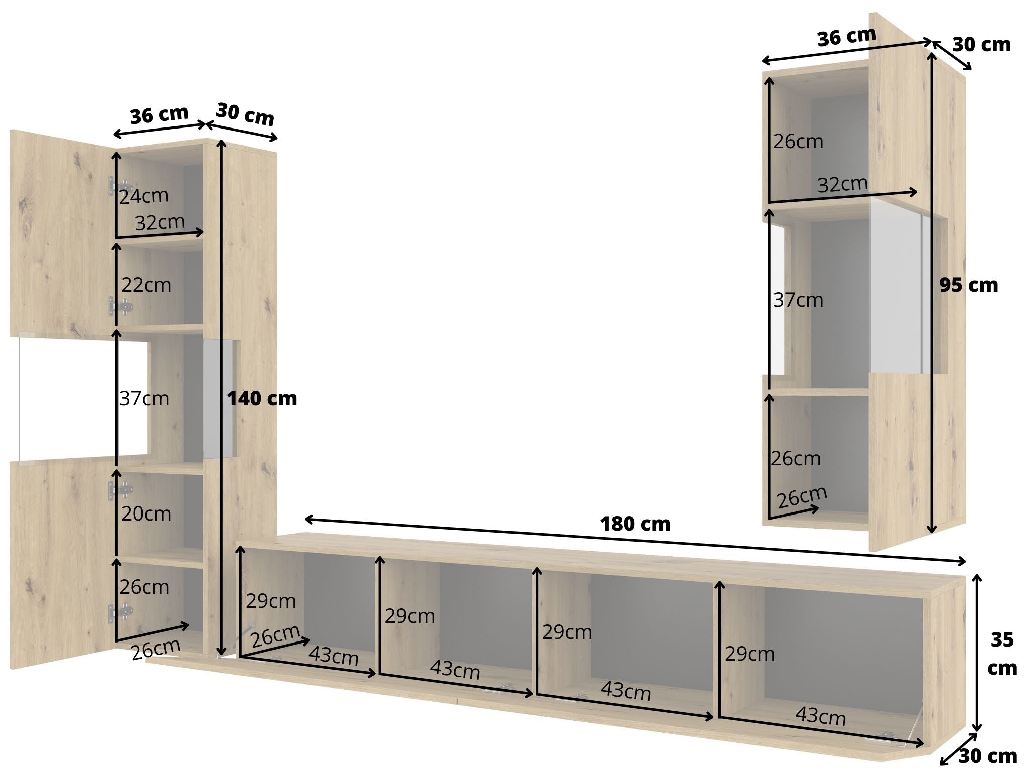 Norbi TV Wall Unit W216cm