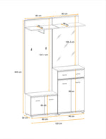 Ario hallway storage set with shelves, drawers, and cabinet sections
