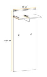 Hallway hanger with shelf and two hook pegs, 60 cm wide, 157.1 cm high
