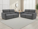 Charcoal 3-seat and 2-seat sofa set with square arms and tufted cushions
