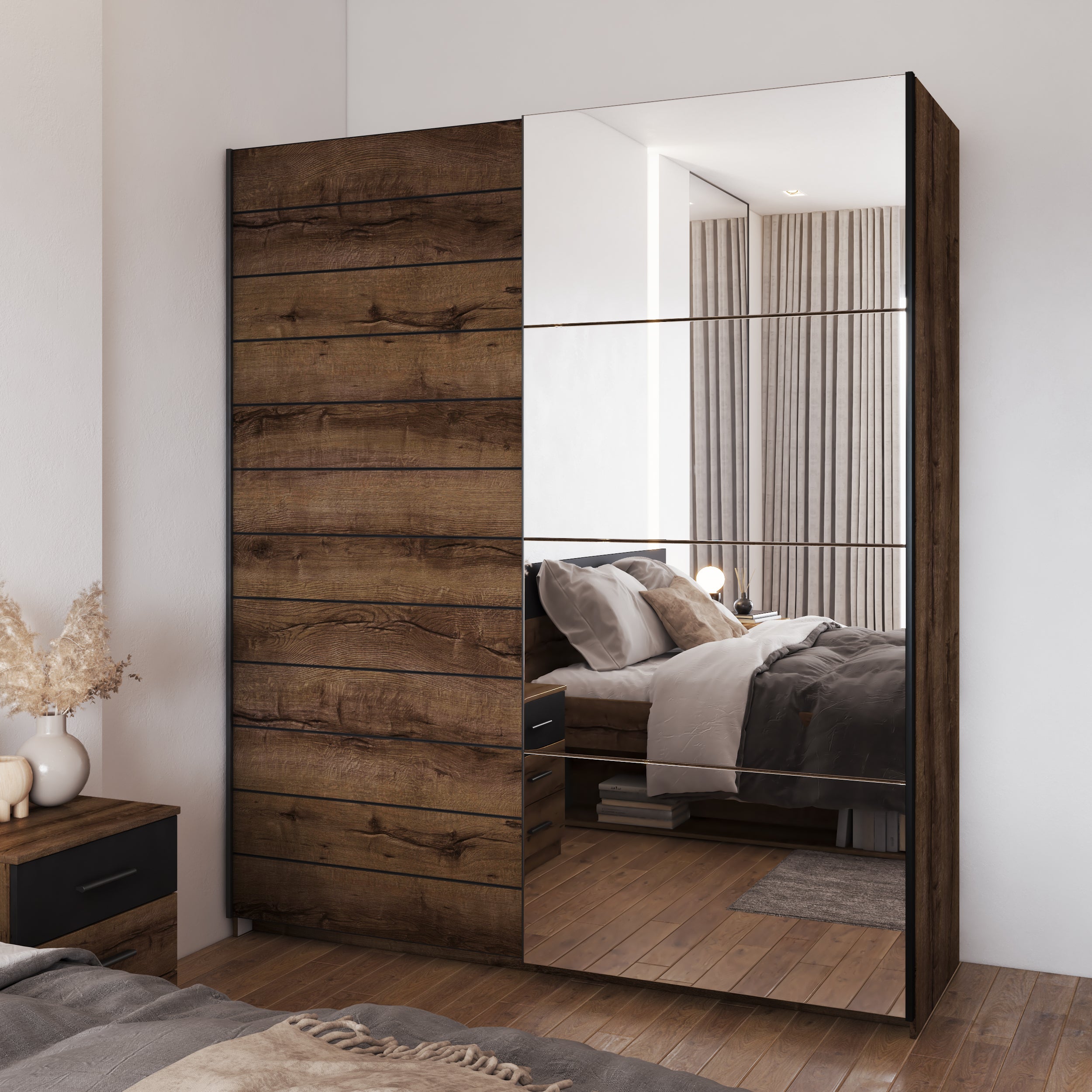 Roma Sliding Door Wardrobe with Mirror
