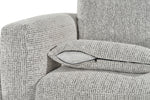 Grey textured fabric 2-seater sofa with rounded arms and cushioned back