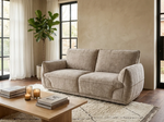 2-seater sofa, beige fabric with rounded arms and wide seat cushions