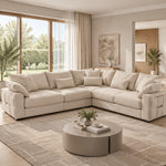 Orion Large Corner Fabric Sofa – Beige & Grey