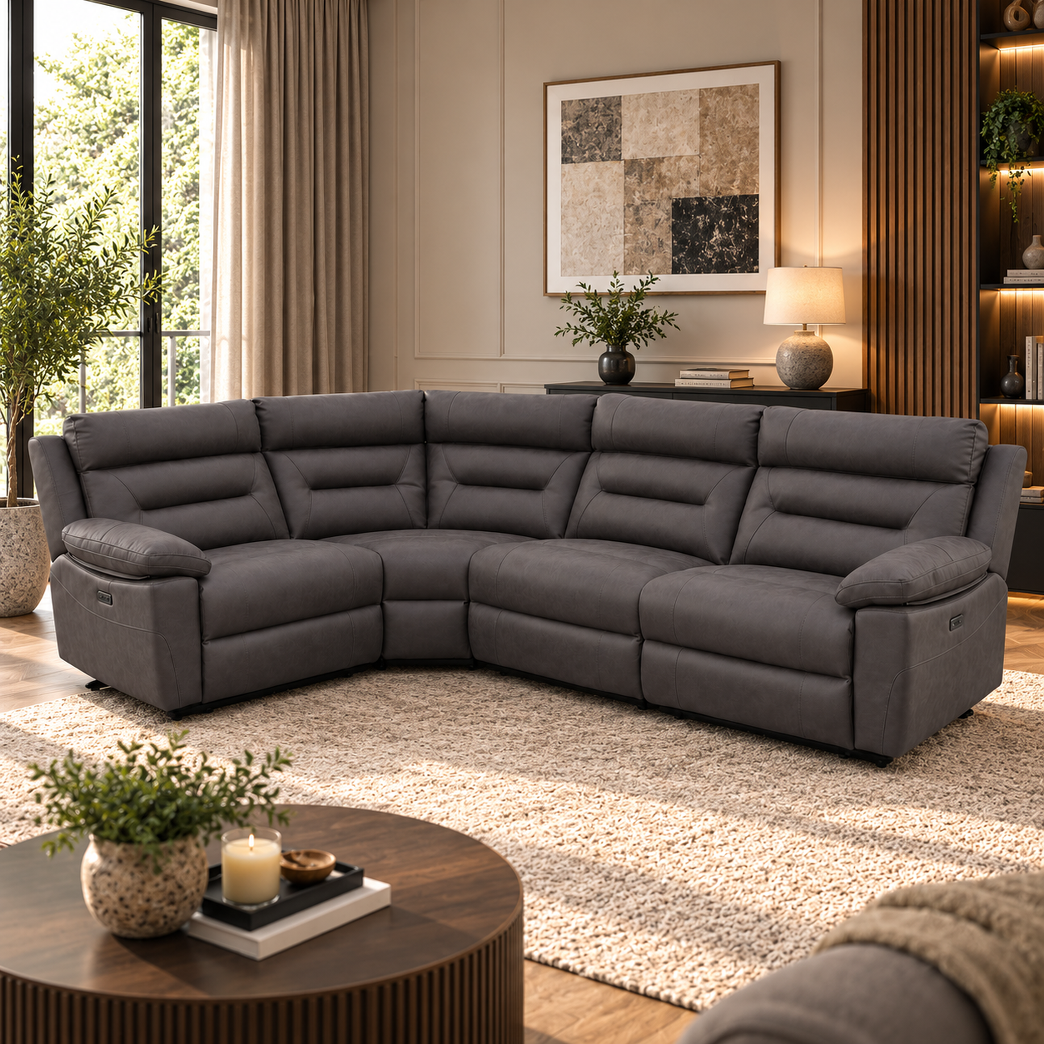 Bellagio Electric Recliner Corner Sofa – Grey