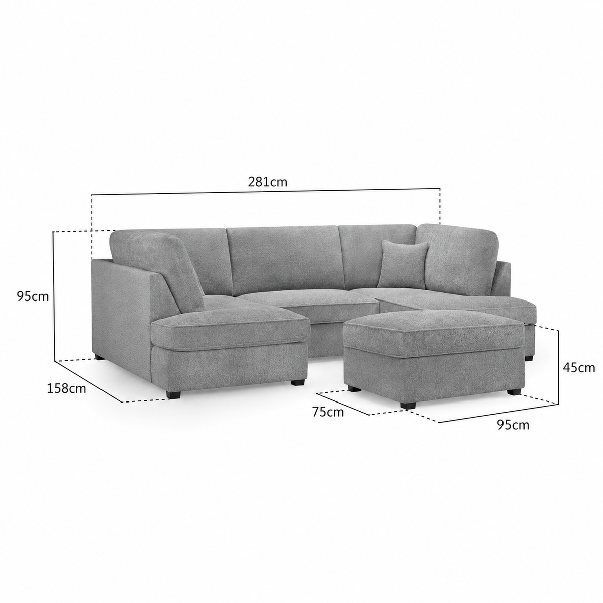 Broxbourne U Shape Corner Sofa | Boucle Fabric Sofa