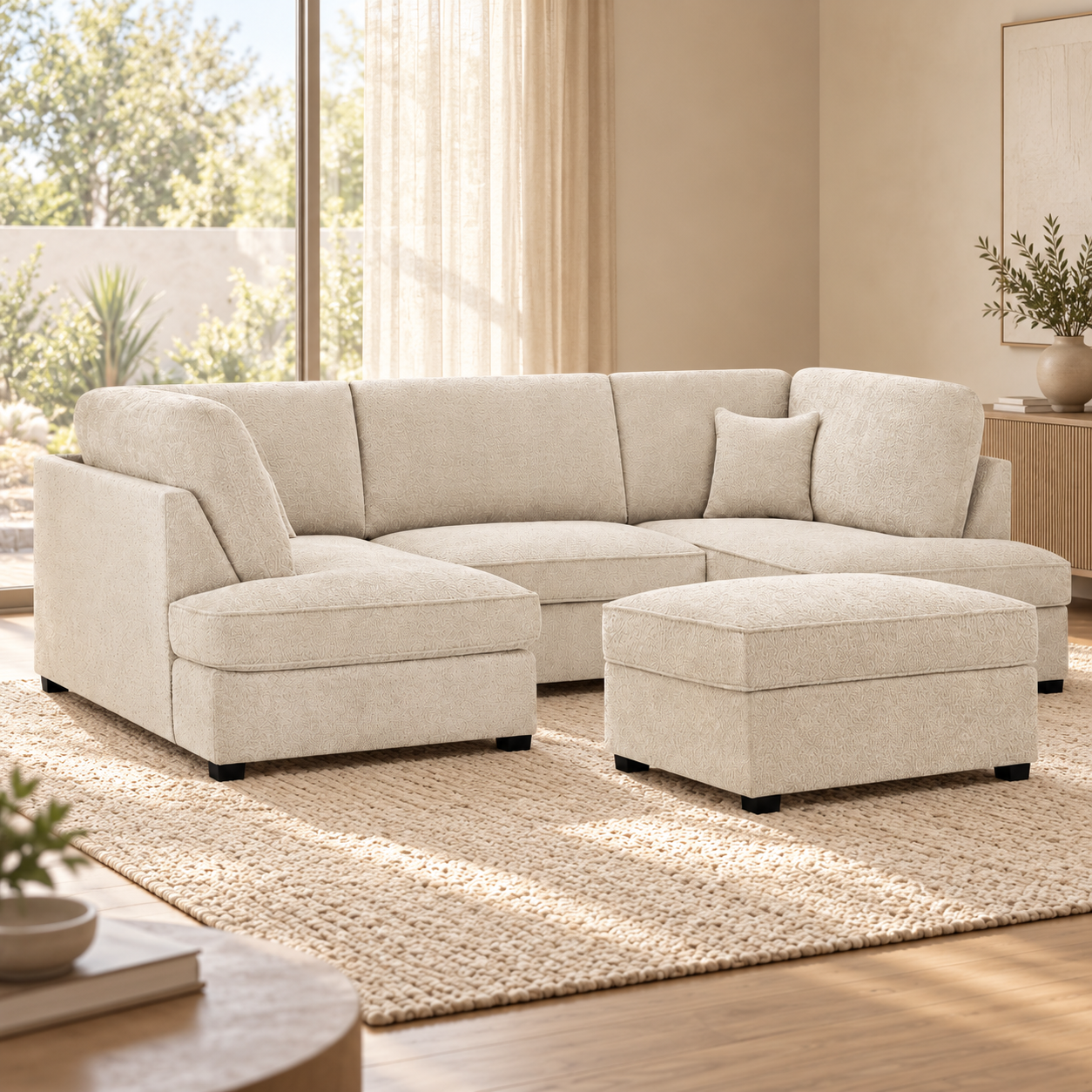Broxbourne U Shape Corner Sofa | Boucle Fabric Sofa