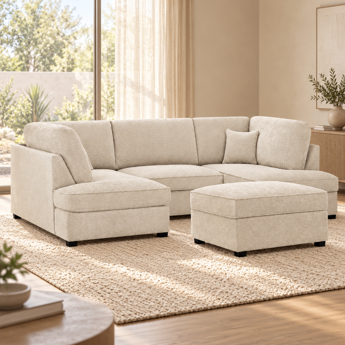 Broxbourne U Shape Corner Sofa | Boucle Fabric Sofa