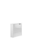 White convertible storage desk cabinet, open front section with visible shelf interior