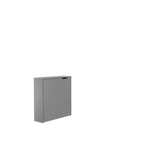 Grey convertible storage desk cabinet with flat front panel and top opening