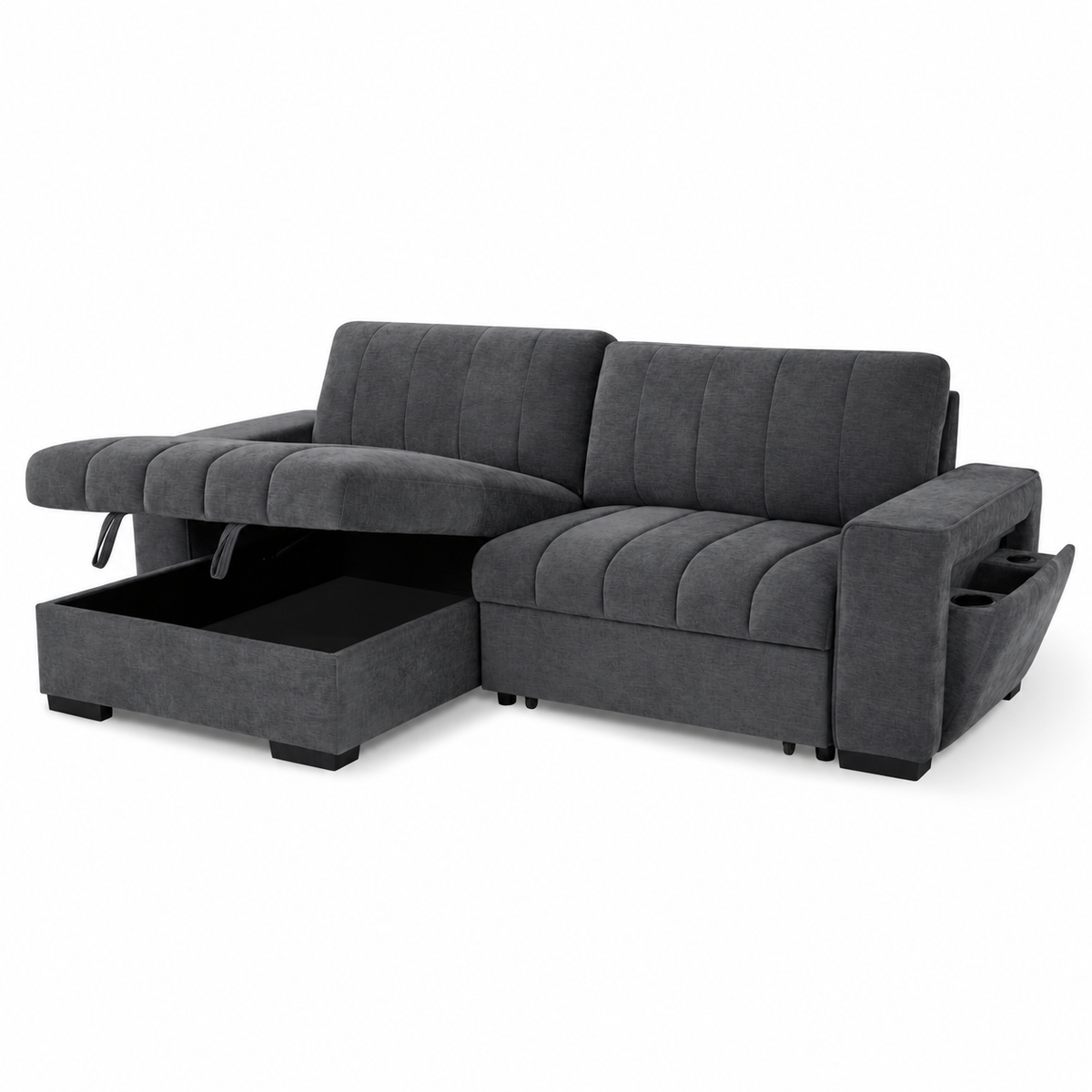 Carter Universal Corner Sofa Bed – Beige & Grey | Storage & USB