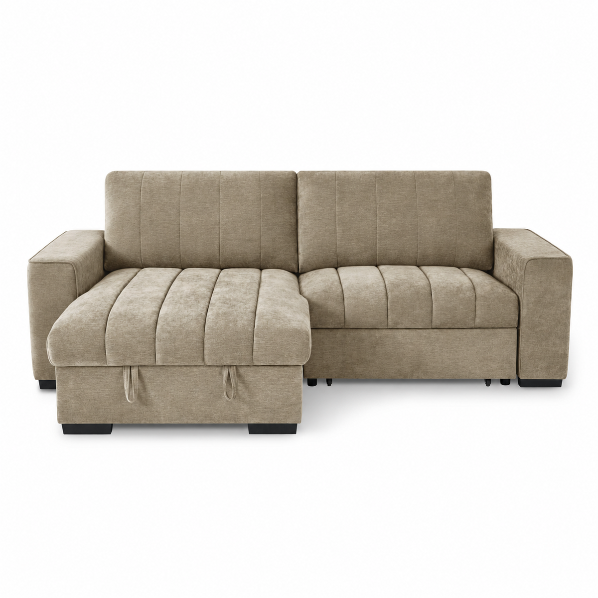Carter Universal Corner Sofa Bed – Beige & Grey | Storage & USB