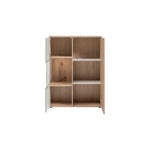 Small display cabinet with open shelves and light wood interior