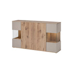 Kate sideboard with ribbed side doors and center cabinet doors, light wood