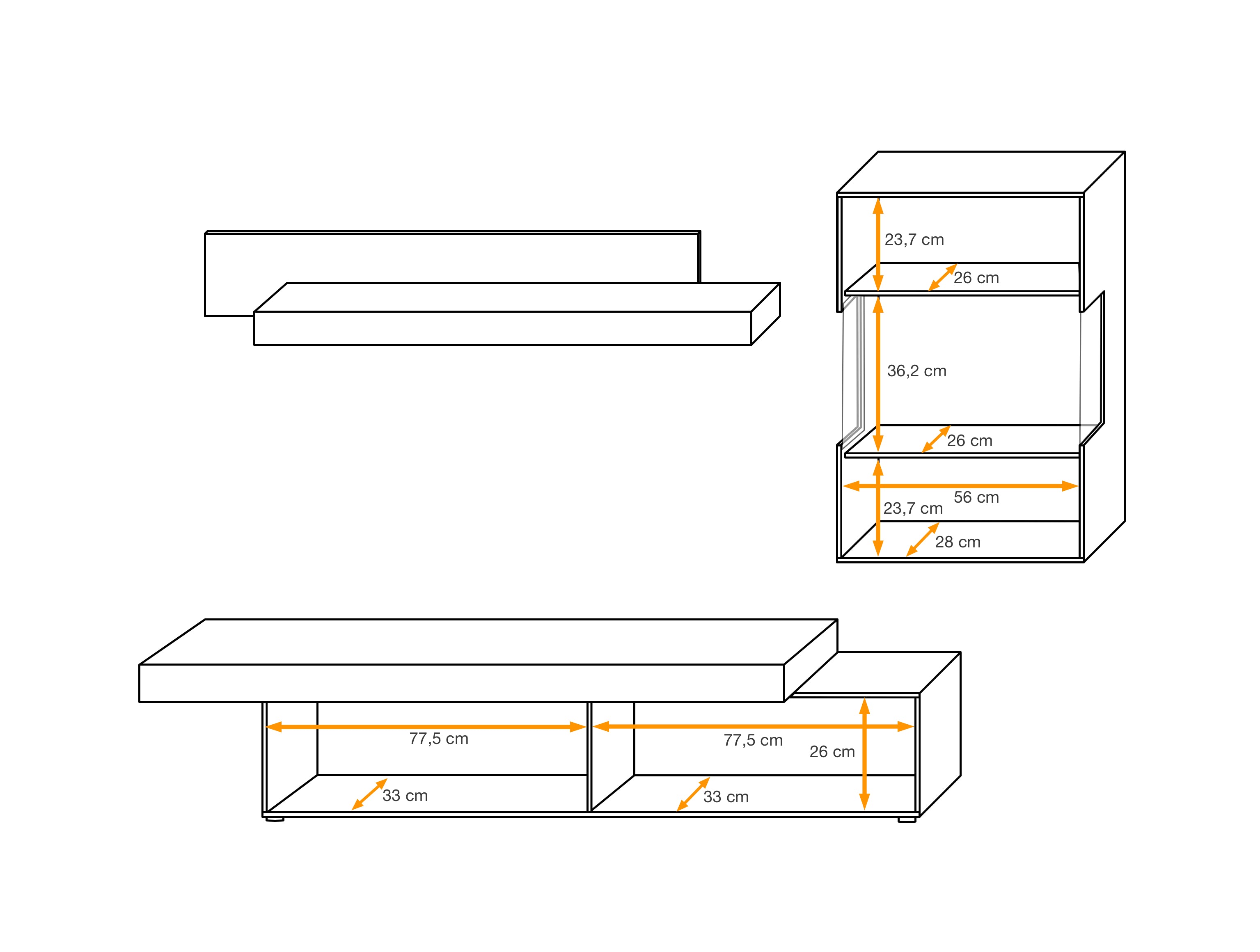 Rocky Media Wall Unit W230cm
