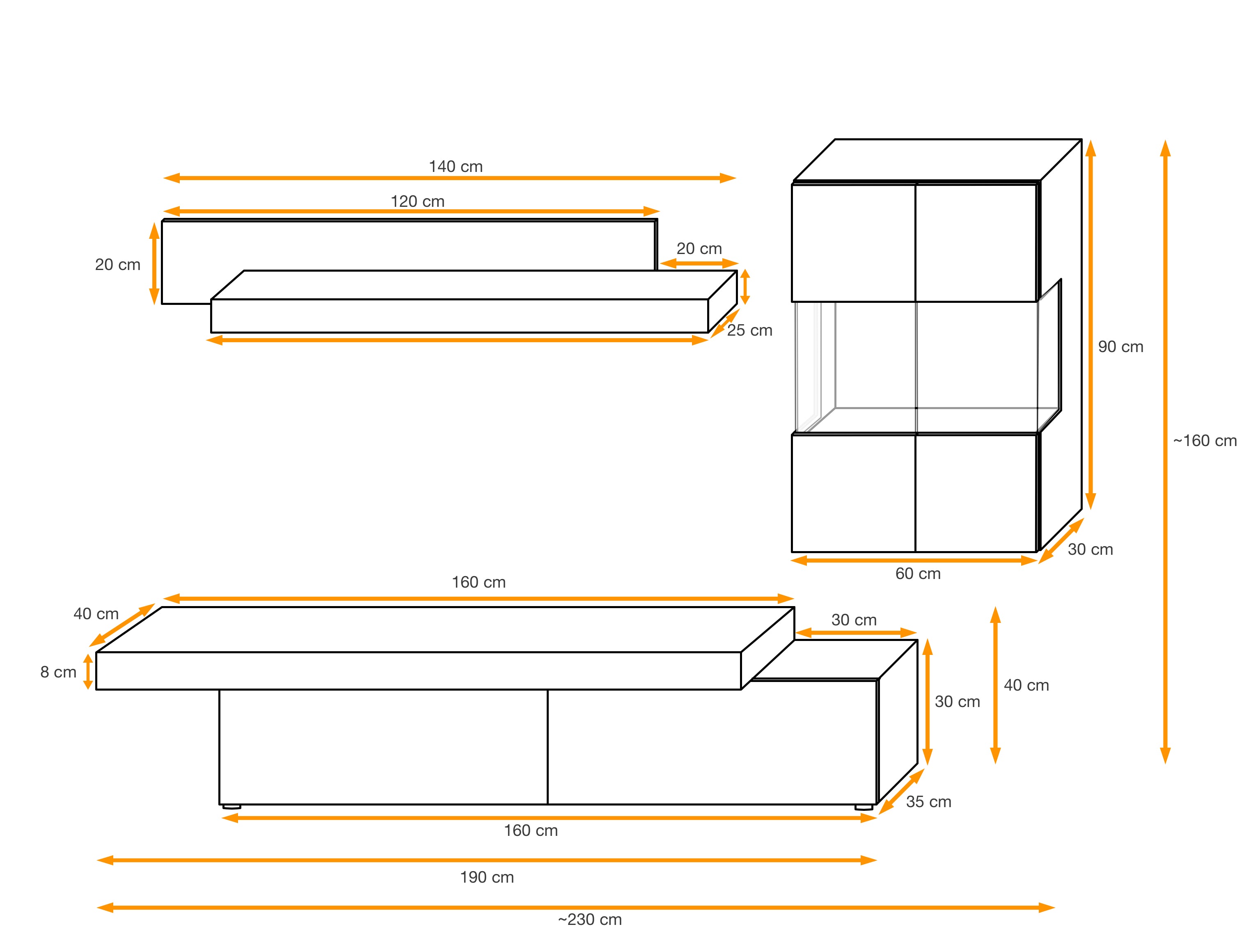 Rocky Media Wall Unit W230cm