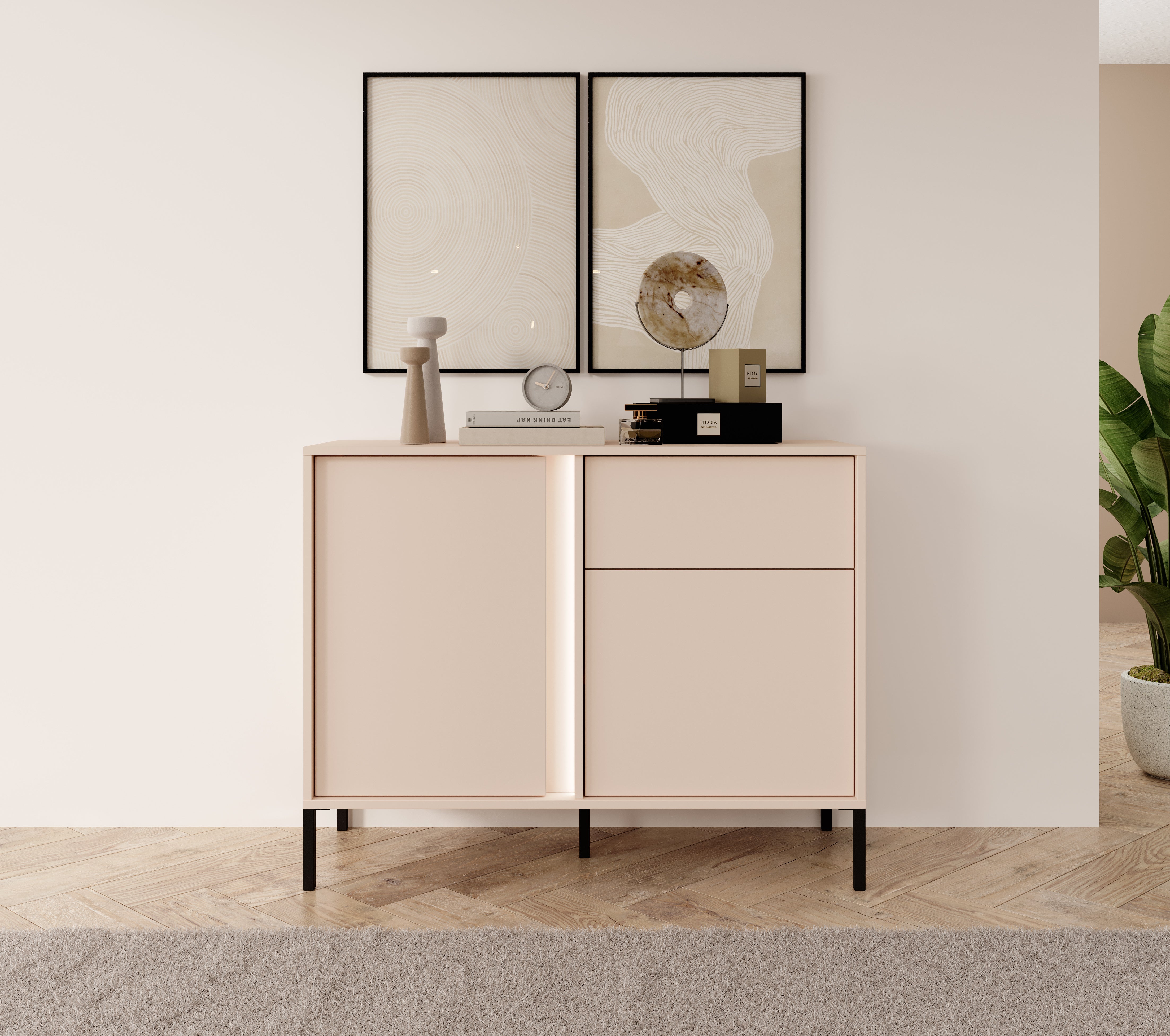 Mist 2 Door 1 Drawer Sideboard W104cm