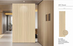 Light wood wall panel board vertical view with light oak style grain texture