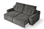 Grey fabric electric sofa with extended footrests and tufted back cushions
