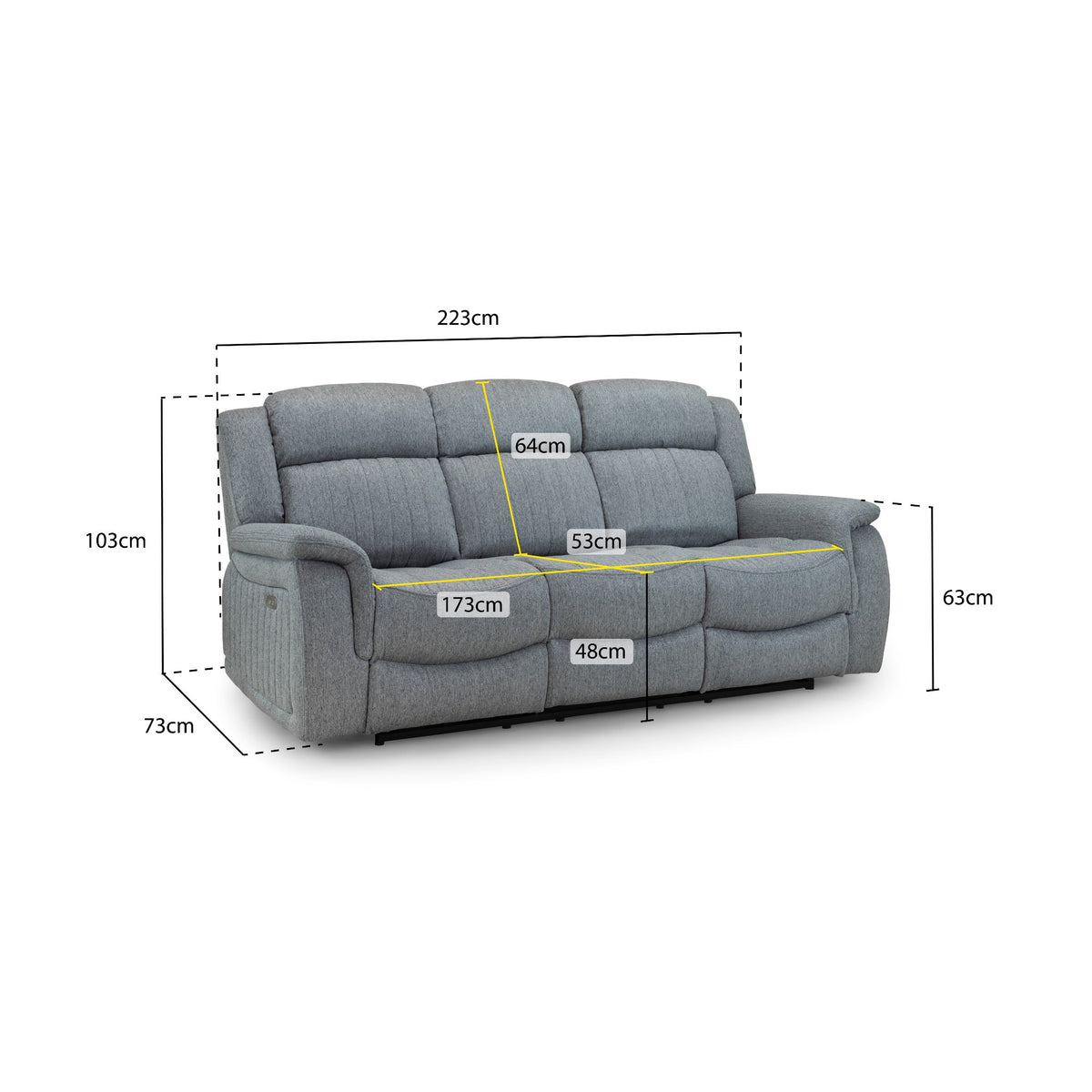 Elys Electric Recliner 3 Seater Sofa