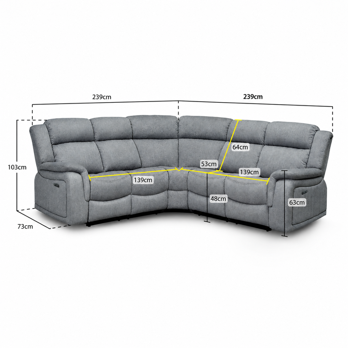 Elys Electric Recliner Large Corner Sofa | Power Recliner