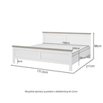 White bed frame with front drawer panel and side rails, 88cm height shown