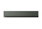 Dark green floating shelf front view with smooth rectangular panel