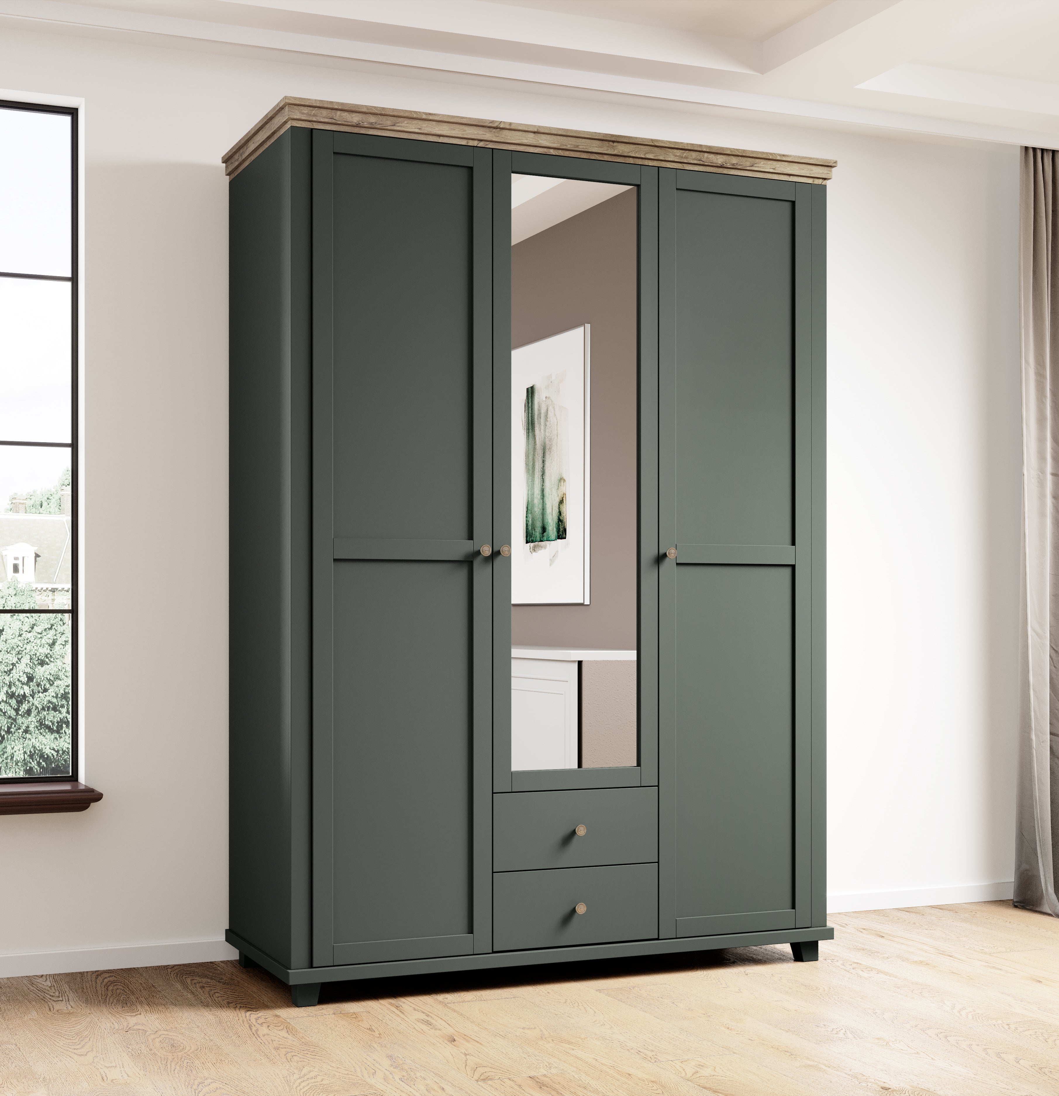 Eve 3 Door Wardrobe with Mirror W154cm