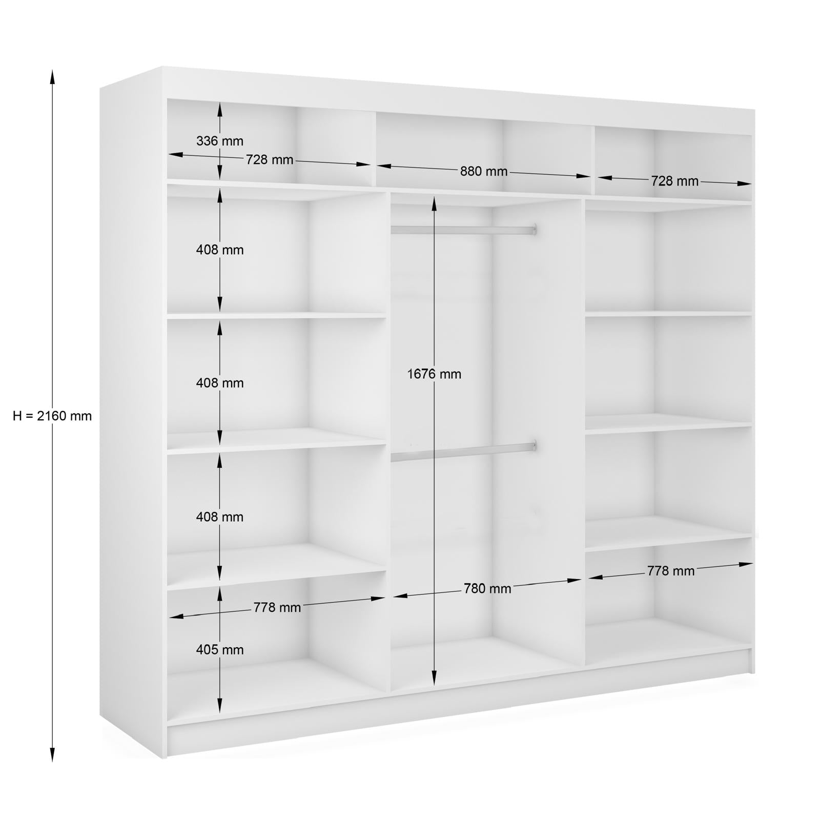 Fela Sliding Wardrobe [150 cm, 180 cm or 240 cm]