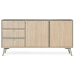 Wals 2-door sideboard front view: three drawer fronts and two large cabinet doors in light wood-effect