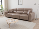 3-seat electric sofa in light taupe with padded arms and reclined seat cushions