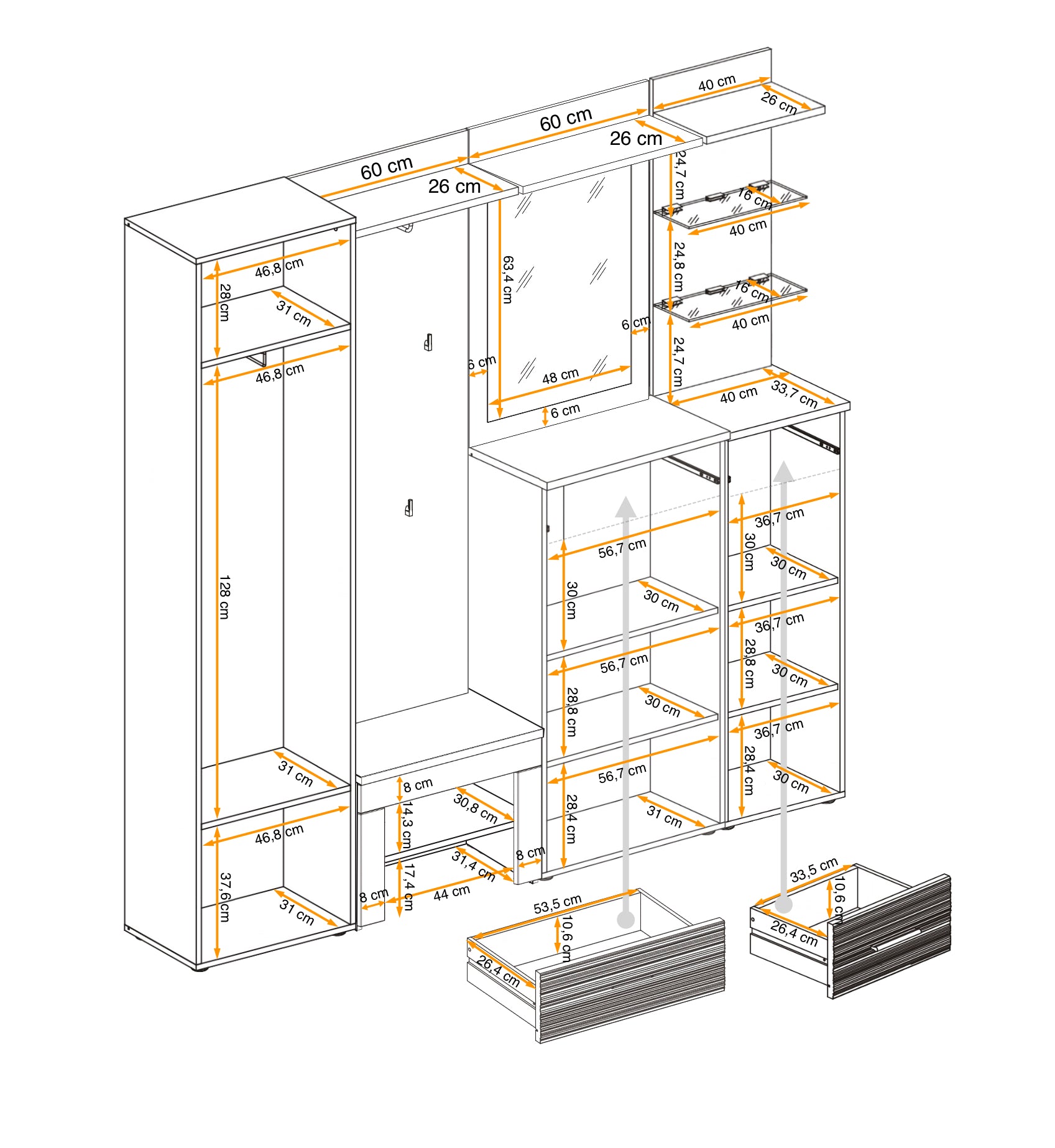 Gusta 4 Hallway Set W210cm
