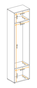 Gusta tall hallway cabinet with four open shelves and side panels