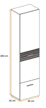 Tall hallway cabinet with bottom shelf and single drawer, 200 cm high