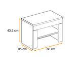 Hallway bench dimension diagram: 60 cm wide, 35 cm deep, 43.5 cm high