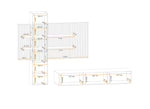 Wall unit technical layout diagram with cabinet dimensions