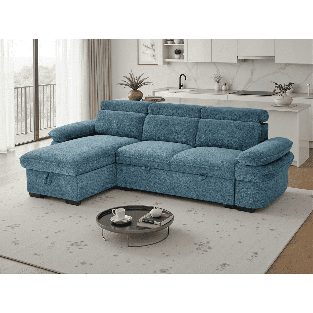 Portofino Corner Sofa Bed | Boucle Fabric